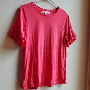 MICHAEL Michael Kors Hot Pink Ruffled Short Sleeve T-Shirt Size Small